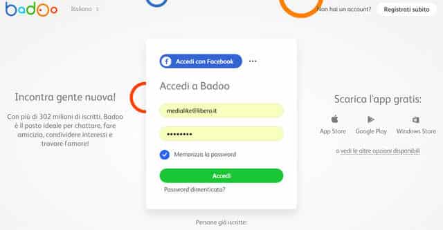 accedi a badoo